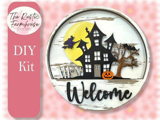 Halloween insert for Welcome sign, DIY Door decor, 11 inch Door hanger, DIY Interchangeable door hanger insert , Welcome Door Hanger - RusticFarmhouseDecor