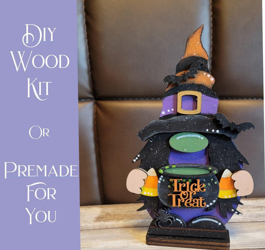 Halloween Witch Gnome with Caldron - RusticFarmhouseDecor
