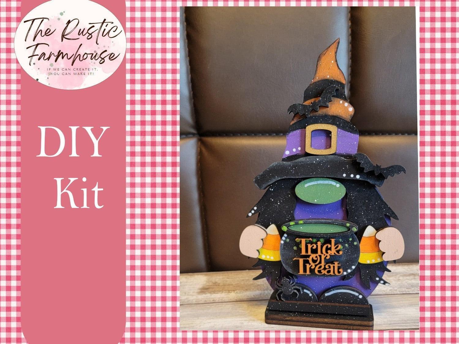 Halloween Witch Gnome with Caldron - RusticFarmhouseDecor