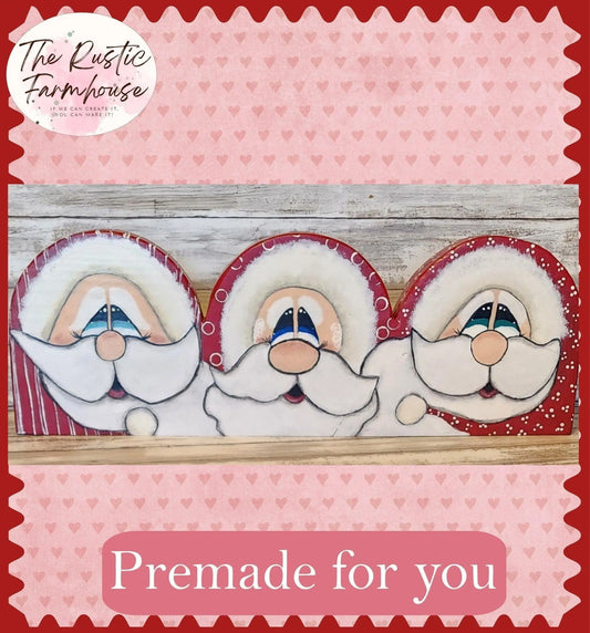 Handpainted Santa Face, Santa Shelf Sitter, Christmas Santa Decor - RusticFarmhouseDecor