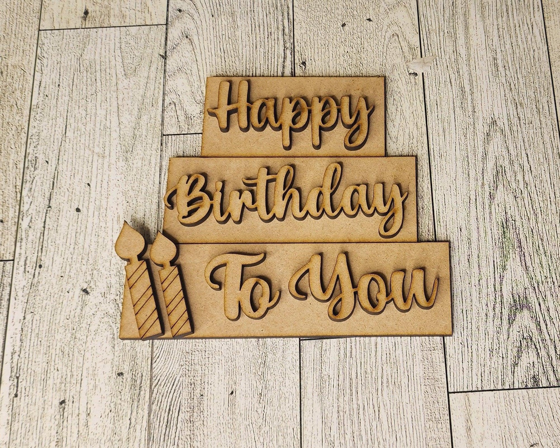 Happy Birthday Tier Tray, Make A Wish Tier Tray, DIY Birthday Craft Kit, Birthday Display, Birthday Centerpiece - RusticFarmhouseDecor