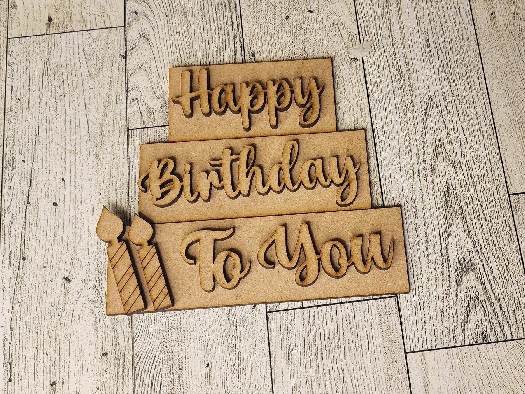 Happy Birthday Tier Tray, Make A Wish Tier Tray, DIY Birthday Craft Kit, Birthday Display, Birthday Centerpiece - RusticFarmhouseDecor