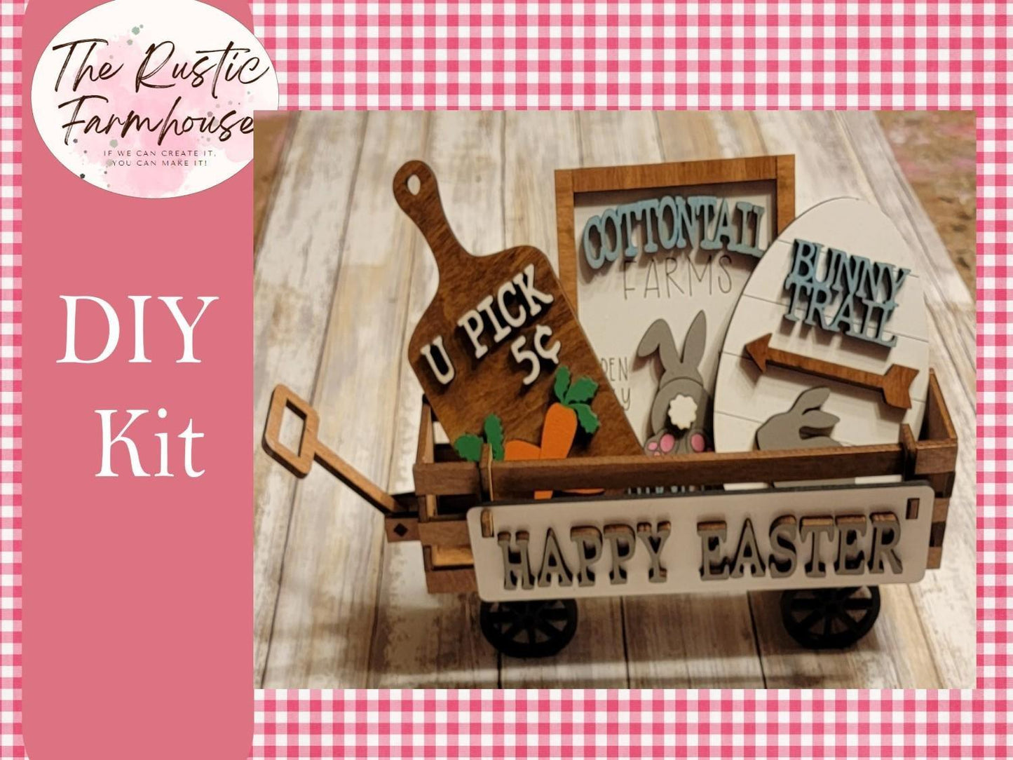 Happy Easter Bunny Wagon Insert Set - RusticFarmhouseDecor