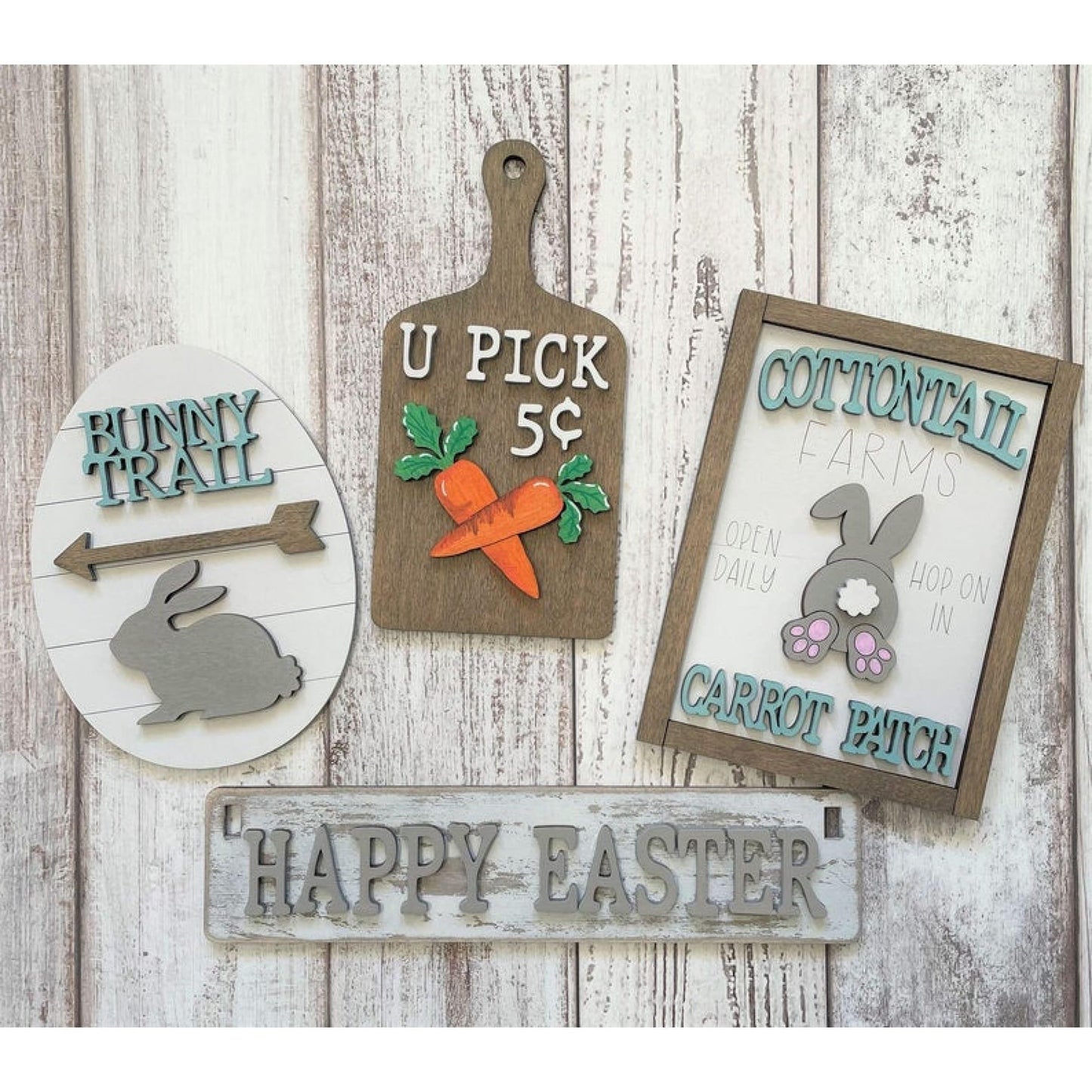 Happy Easter Bunny Wagon Insert Set - RusticFarmhouseDecor