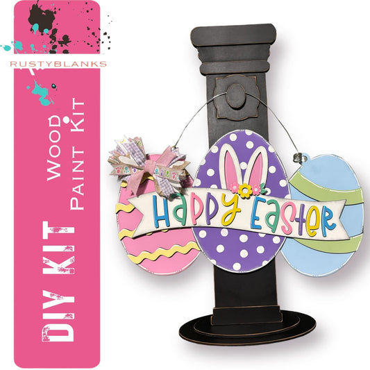 Happy Easter Door Hanger, Unfinished DIY Wood Kit, Blanks to Decorate Home Decor - RusticFarmhouseDecor