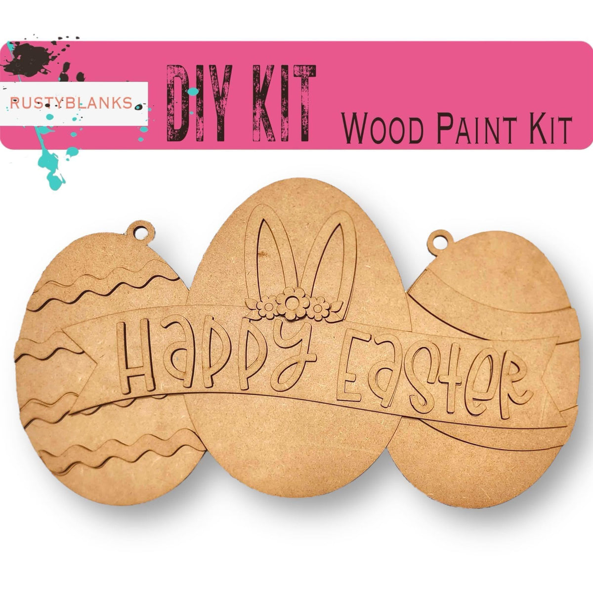 Happy Easter Door Hanger, Unfinished DIY Wood Kit, Blanks to Decorate Home Decor - RusticFarmhouseDecor