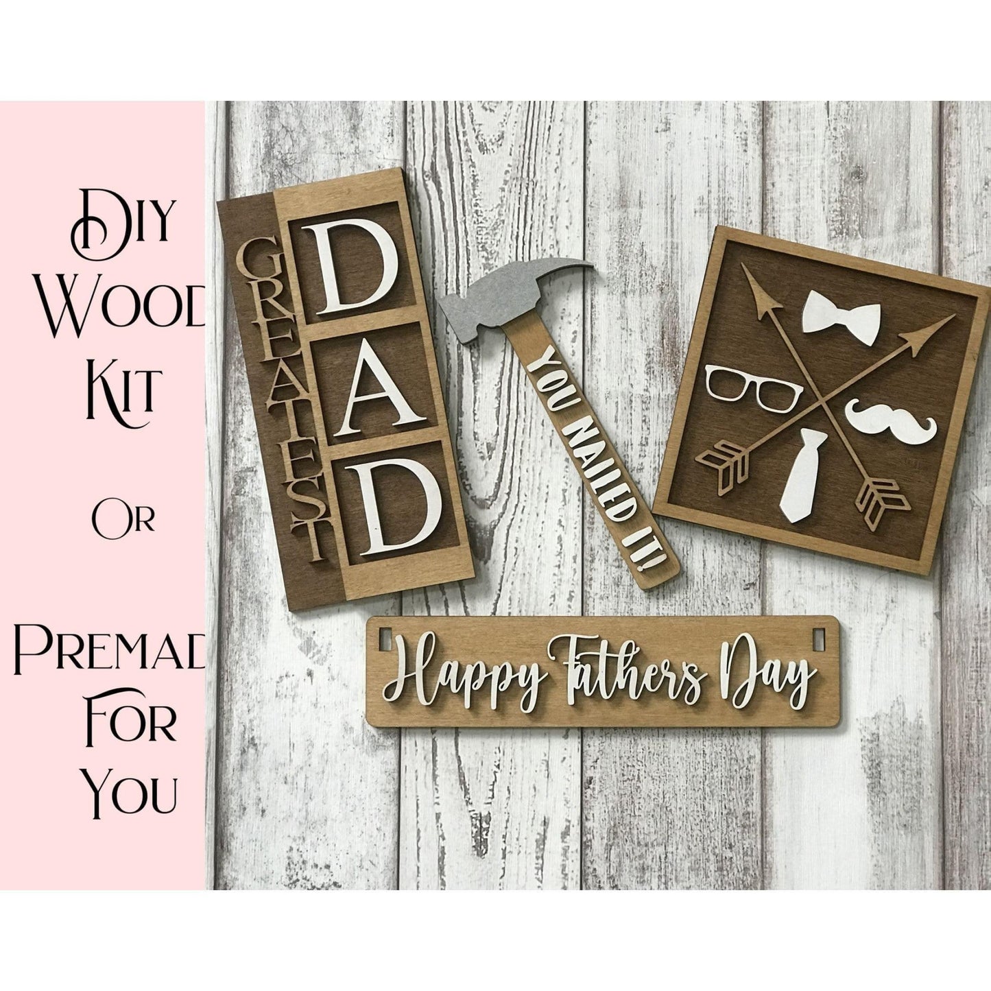 Happy Fathers Day Wagon/Raised Shelf Insert Set - RusticFarmhouseDecor