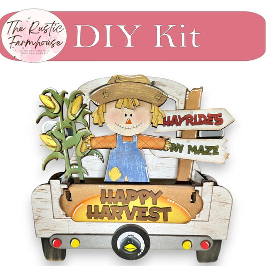 Happy Harvest Scarecrow - DIY Interchangeable Inserts - Tiered Tray Decor - RusticFarmhouseDecor