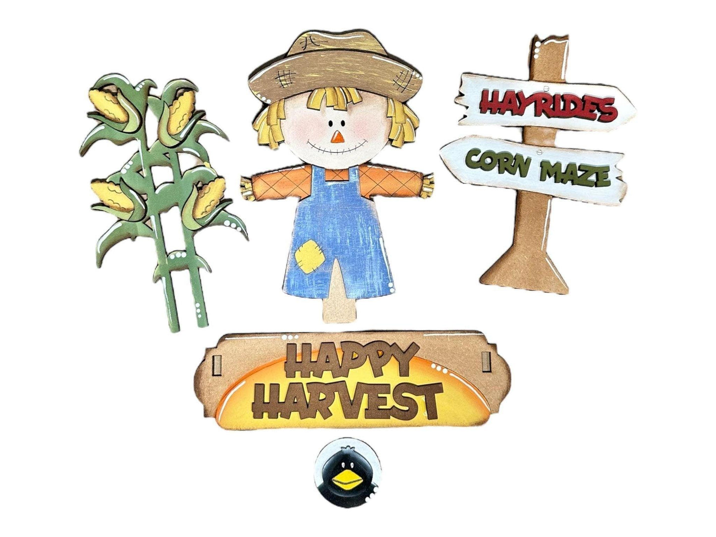 Happy Harvest Scarecrow - DIY Interchangeable Inserts - Tiered Tray Decor - RusticFarmhouseDecor