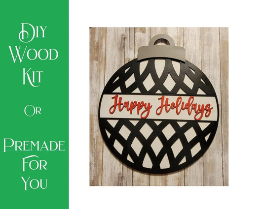 Happy Holidays Christmas Ornament Door Hanger - RusticFarmhouseDecor