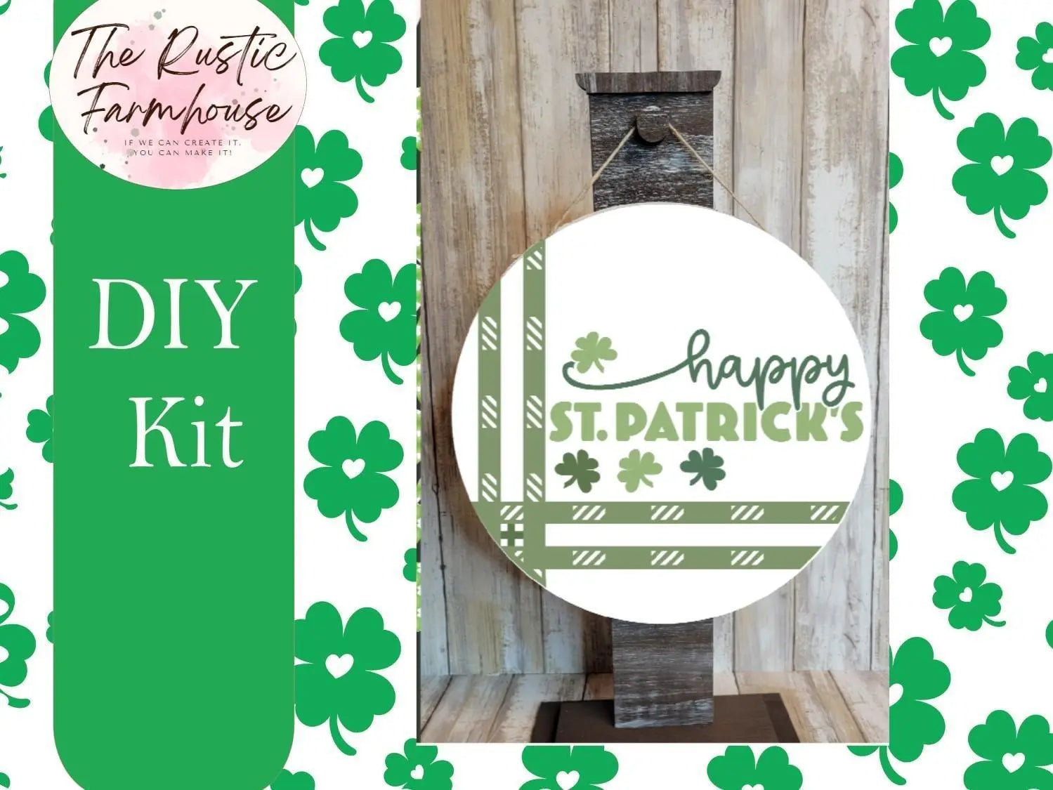 Happy St Patrick's Door Hanger, St. Patrick's Day Door Hanger, Irish Leprechaun Door Hanger DIY - RusticFarmhouseDecor