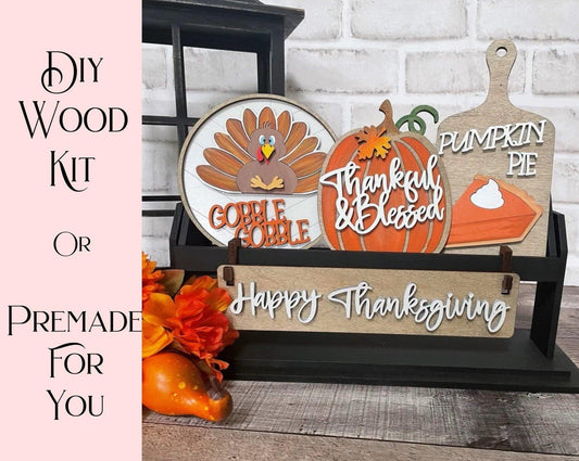 Happy Thanksgiving Wagon/Raised Shelf Insert Set - RusticFarmhouseDecor