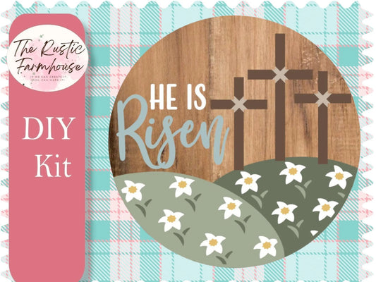 He is Risen Door Hanger, Unfinished DIY Wood Kit, Blanks to Decorate Home Decor, DIY Door Hanger - RusticFarmhouseDecor