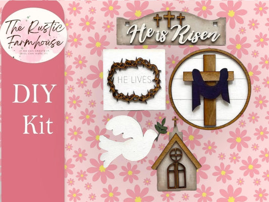 He is Risen Inserts, Easter DIY inserts, Religious Easter Insert for Window - RusticFarmhouseDecor