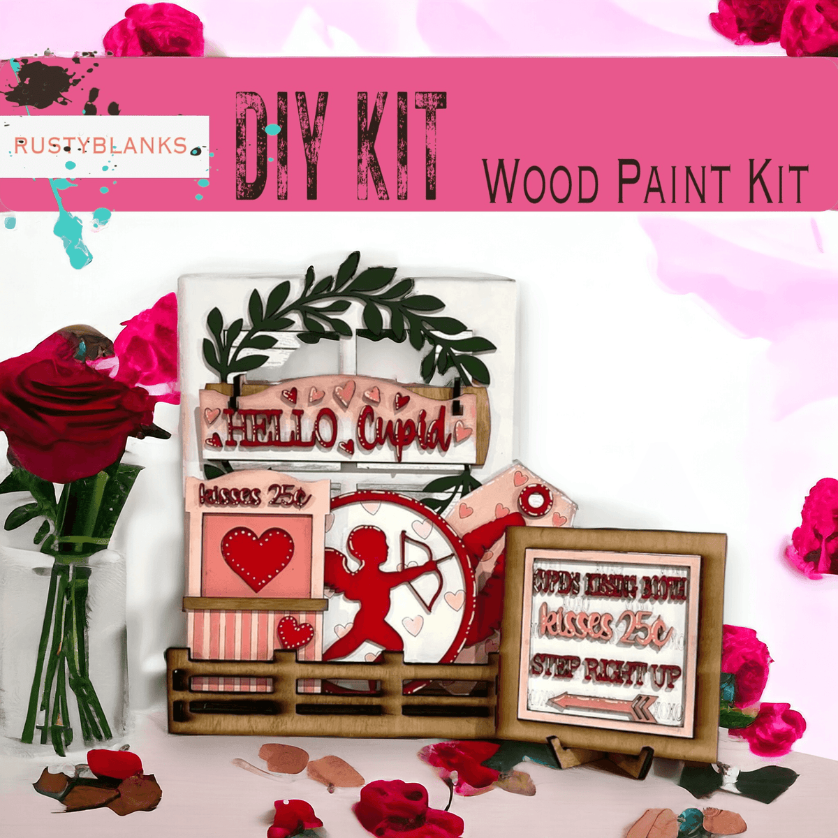 Hello Cupid Valentine Insert for our Interchangeable Window or House DIY Kit - RusticFarmhouseDecor