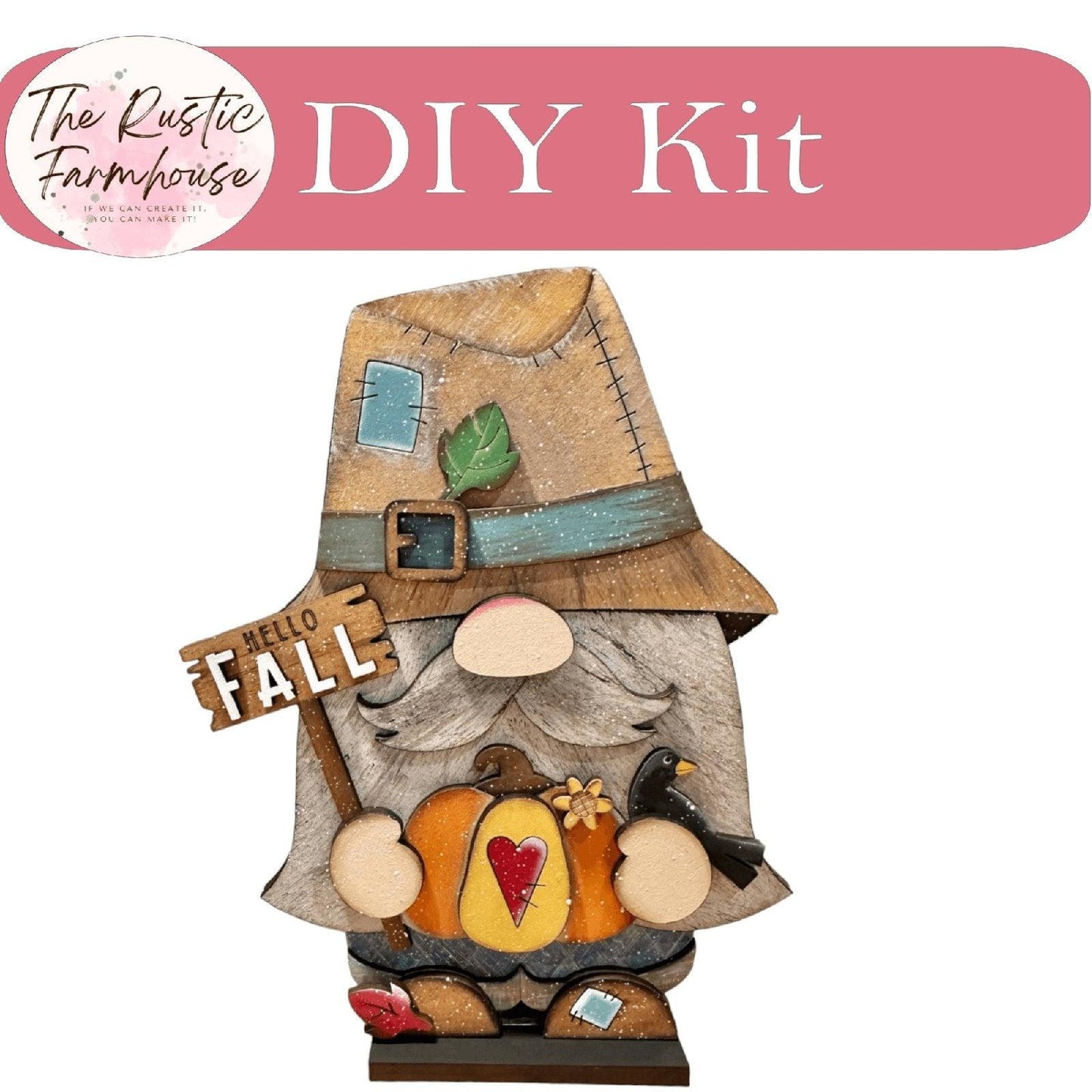 Hello Fall Farmer Gnome DIY Shelf Siitter - RusticFarmhouseDecor