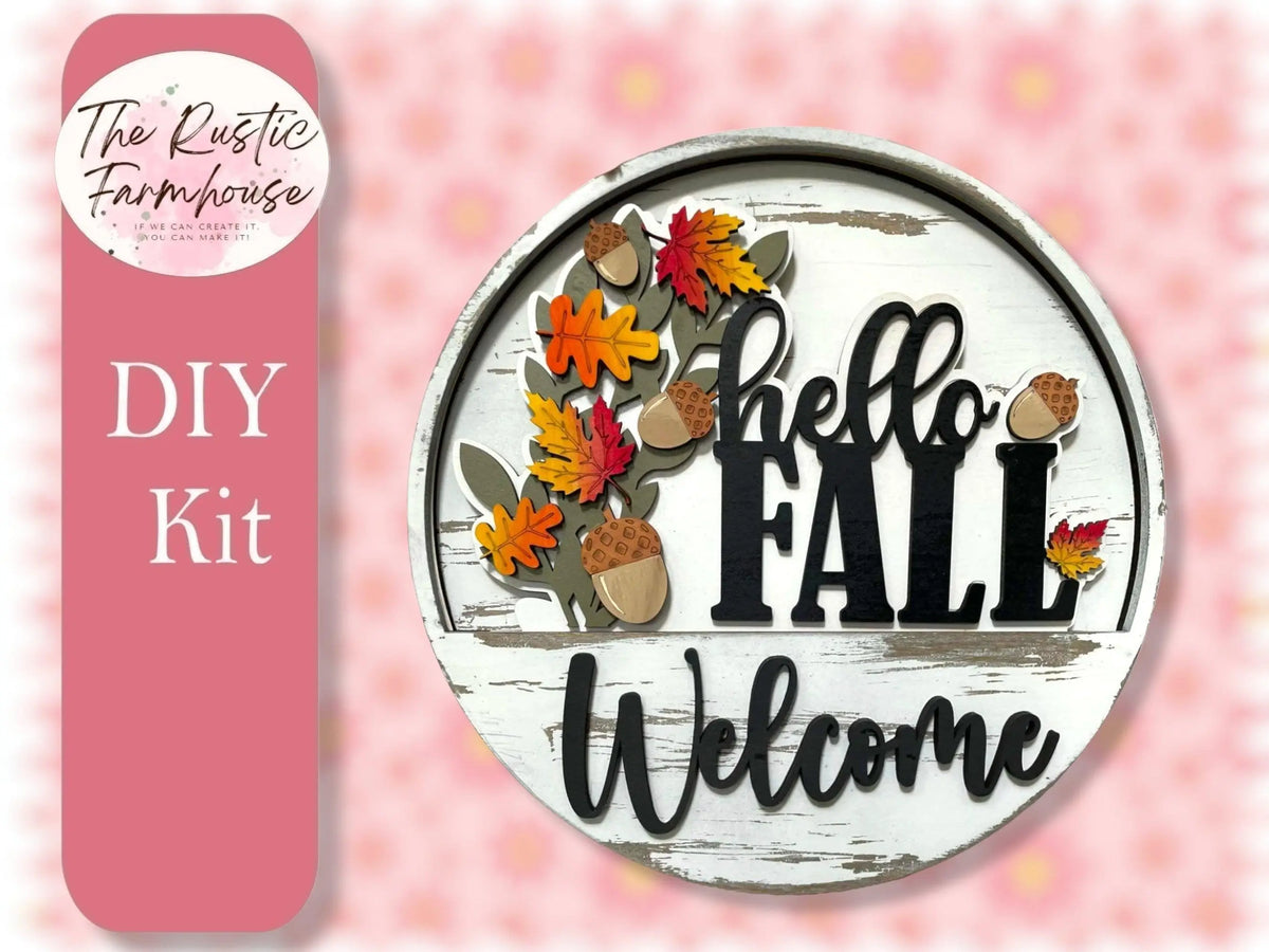 Hello Fall Insert for Welcome sign, DIY Door decor, 11 inch Door hanger, DIY Interchangeable door hanger insert , Welcome Door Hanger - RusticFarmhouseDecor