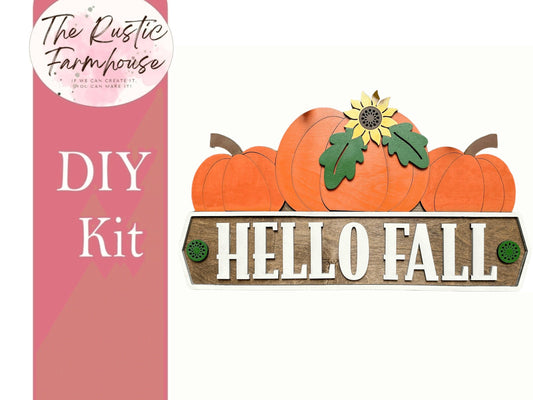 Hello Fall Pumkins Door Hanger DIY Fall Decor - RusticFarmhouseDecor
