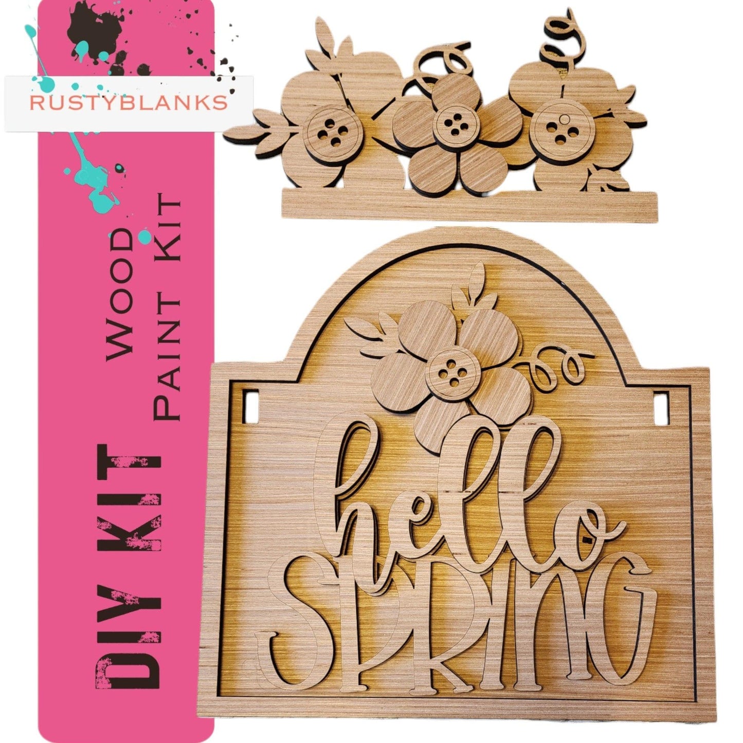 Hello Spring Sign and Insert for our Interchangeable Fence or Large Post - RusticFarmhouseDecor