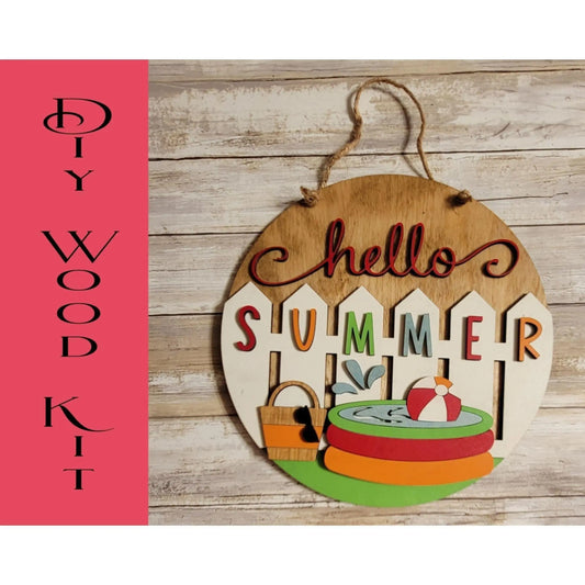 Hello Summer Fence Door Hanger - RusticFarmhouseDecor