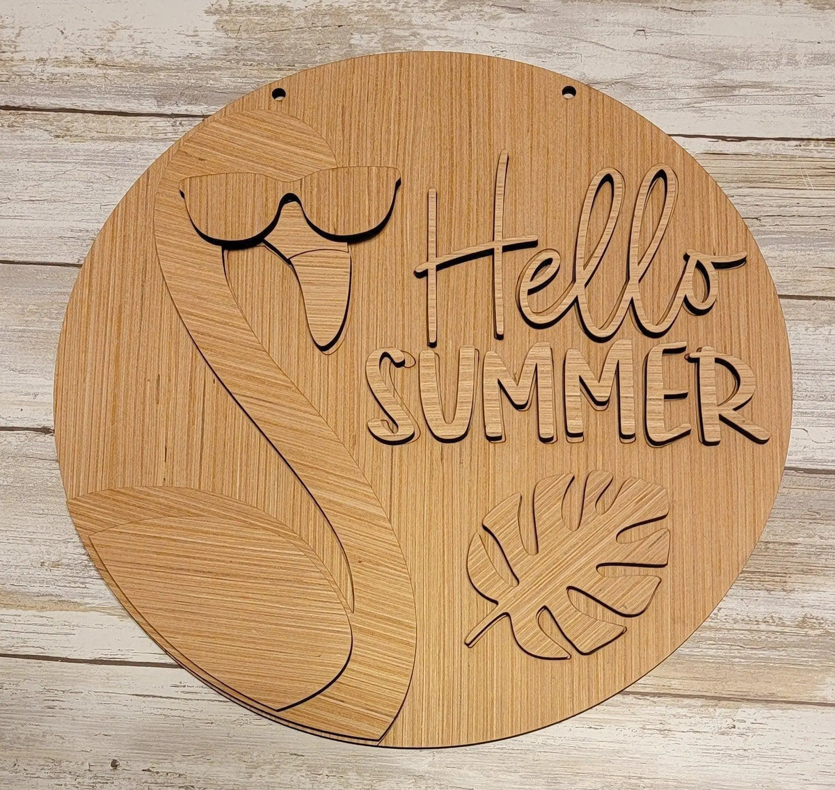 Hello Summer Flamingo Door Hanger - RusticFarmhouseDecor