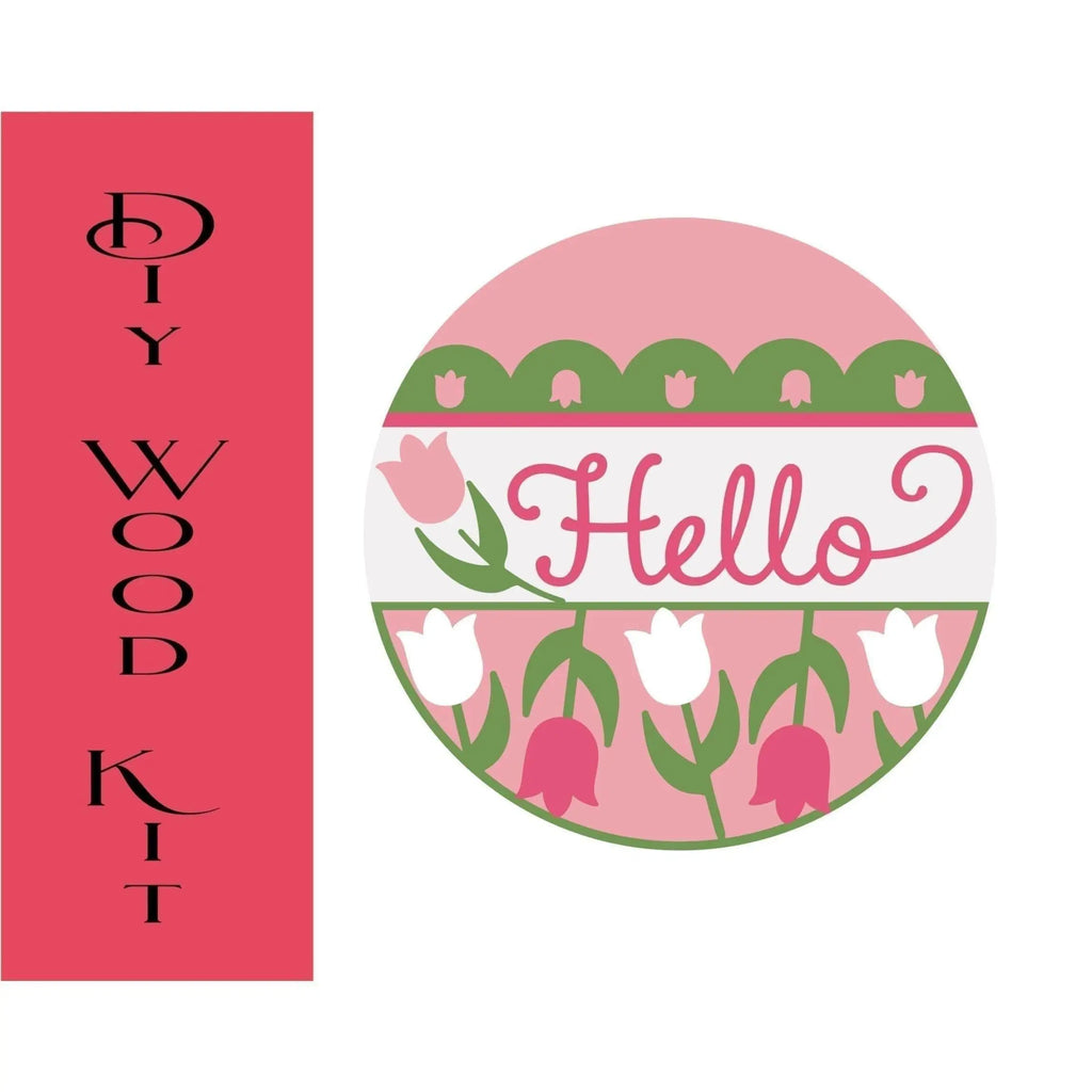 Hello Tulip Spring Door Hanger - RusticFarmhouseDecor