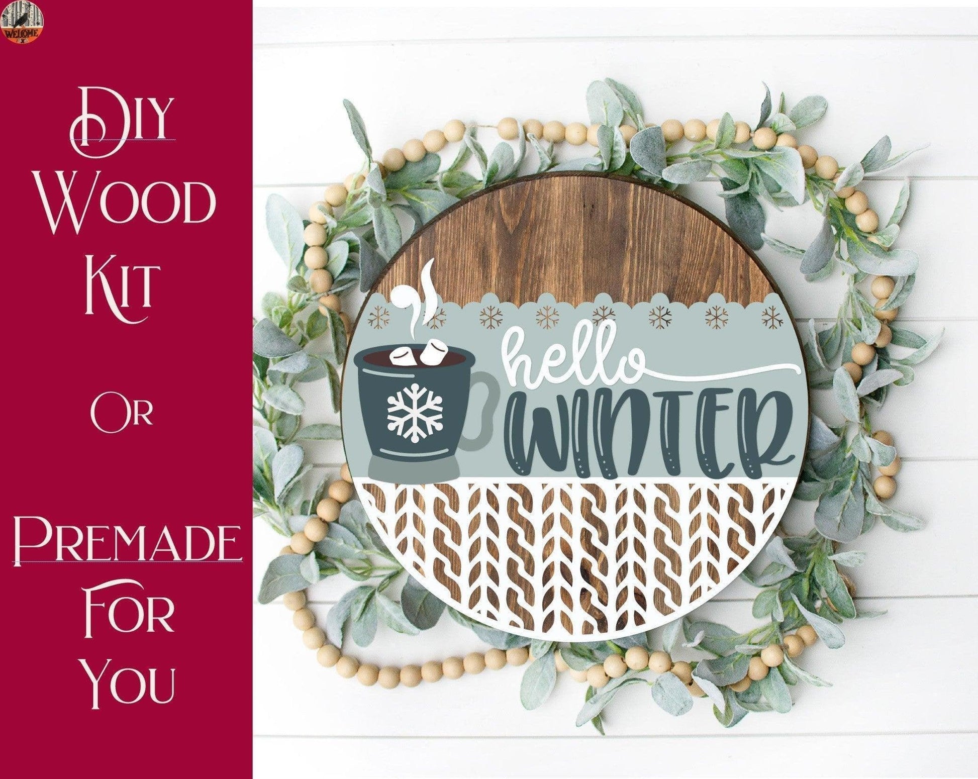 Hello Winter Mug Winter Door Hanger - RusticFarmhouseDecor
