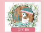 Hi Spring Duck with Umbrella Door Hanger, Unfinished DIY Wood Kit, Blanks to Decorate Home Decor, Hi Spring Duck DIY Door Hanger - RusticFarmhouseDecor