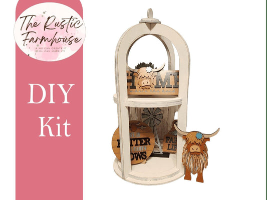 Highland Cow DIY Tiered Tray Set - RusticFarmhouseDecor