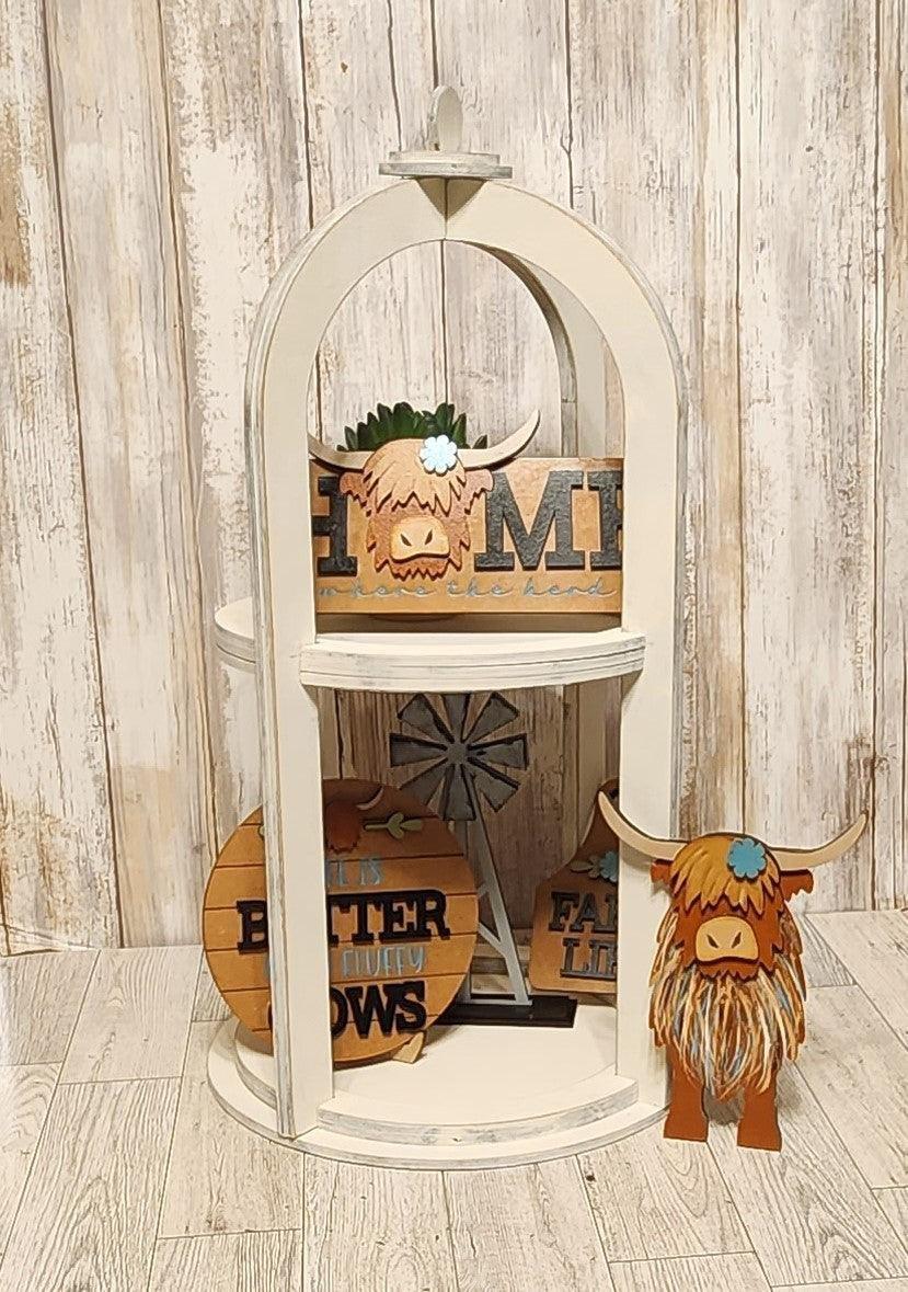 Highland Cow DIY Tiered Tray Set - RusticFarmhouseDecor