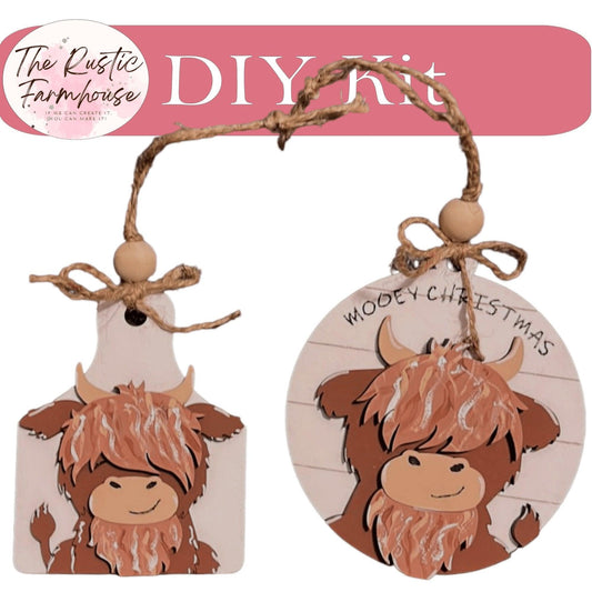 Highland Cow Ornament Set DIY Christmas Decor - RusticFarmhouseDecor