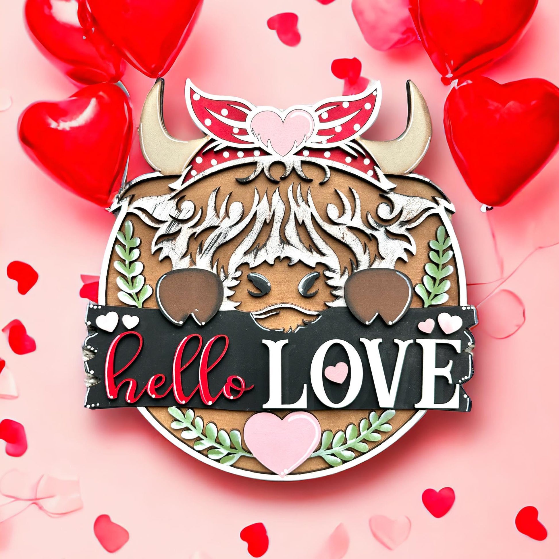 Highland Hello Love Valentine Door Hanger DIY - RusticFarmhouseDecor