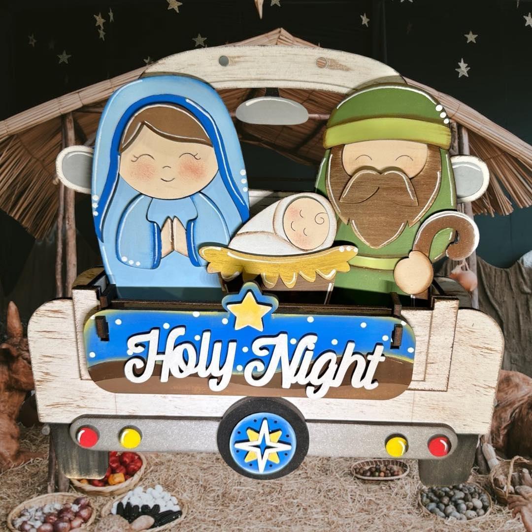 Holy Night Nativity - DIY Interchangeable Inserts - Tiered Tray Decor - RusticFarmhouseDecor