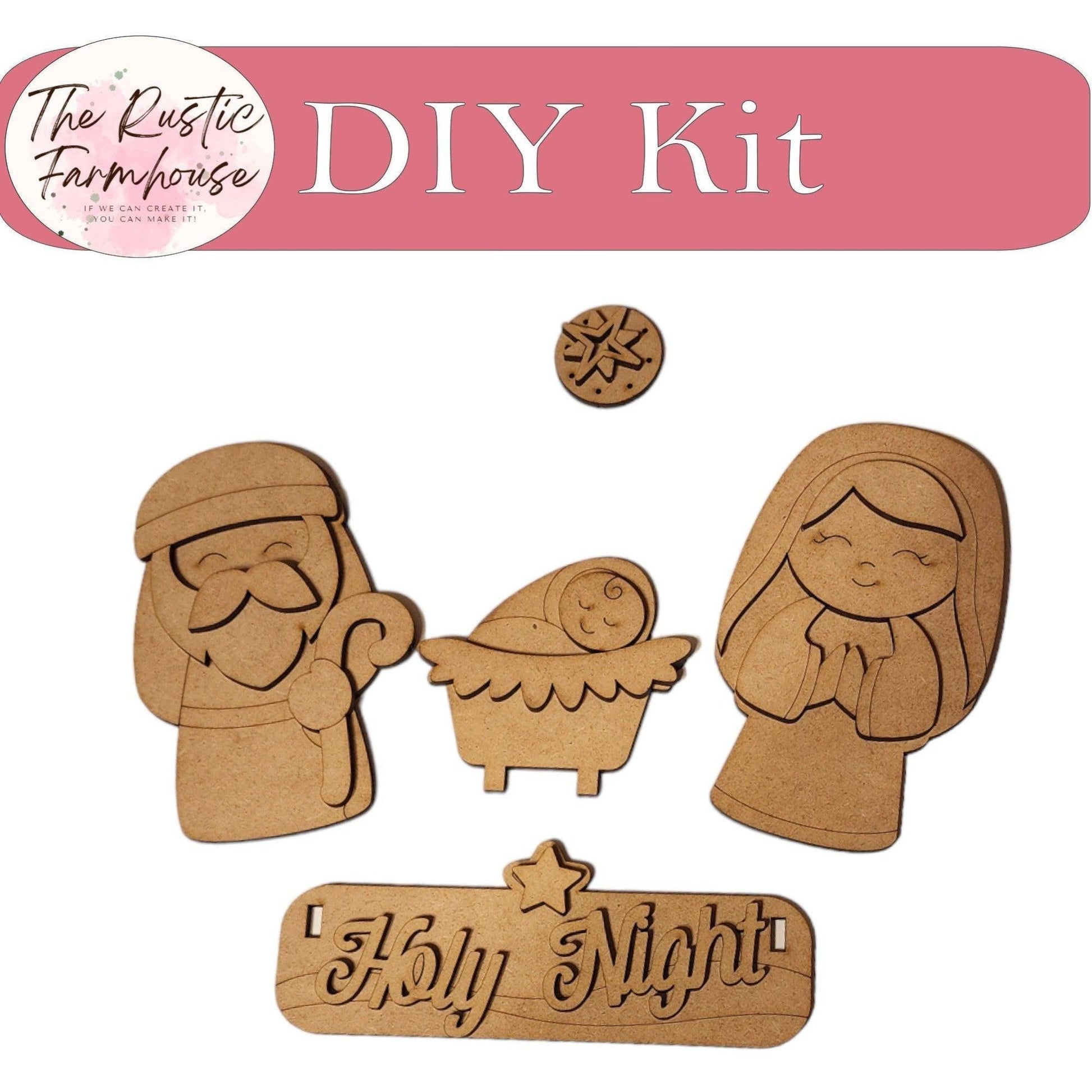 Holy Night Nativity - DIY Interchangeable Inserts - Tiered Tray Decor - RusticFarmhouseDecor