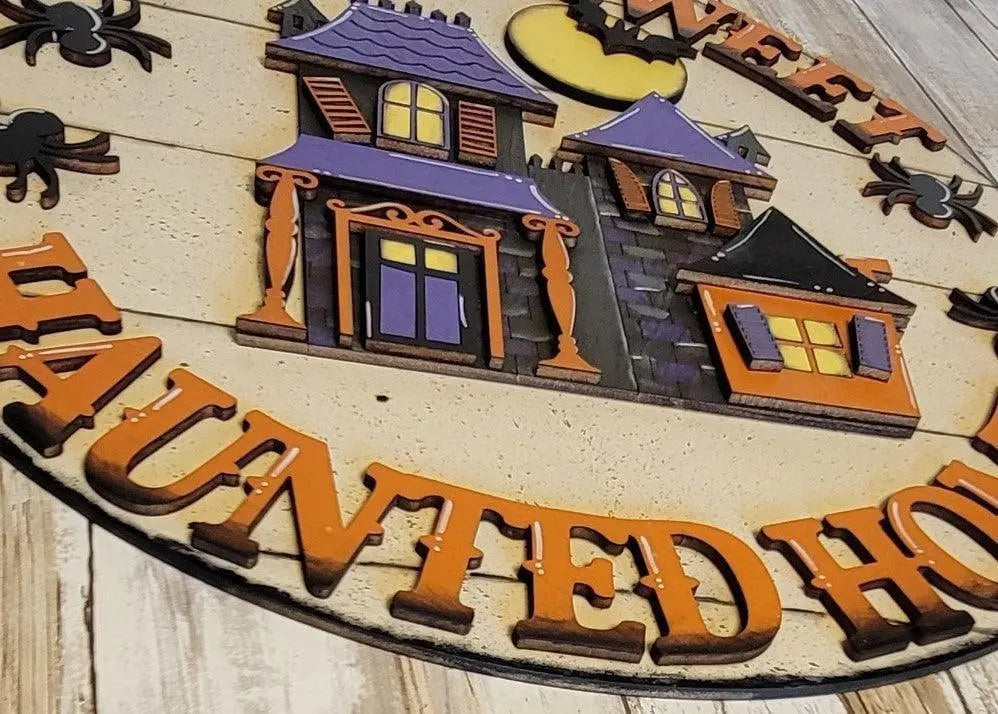 Home Sweet Haunted Home Halloween Door Hanger - RusticFarmhouseDecor