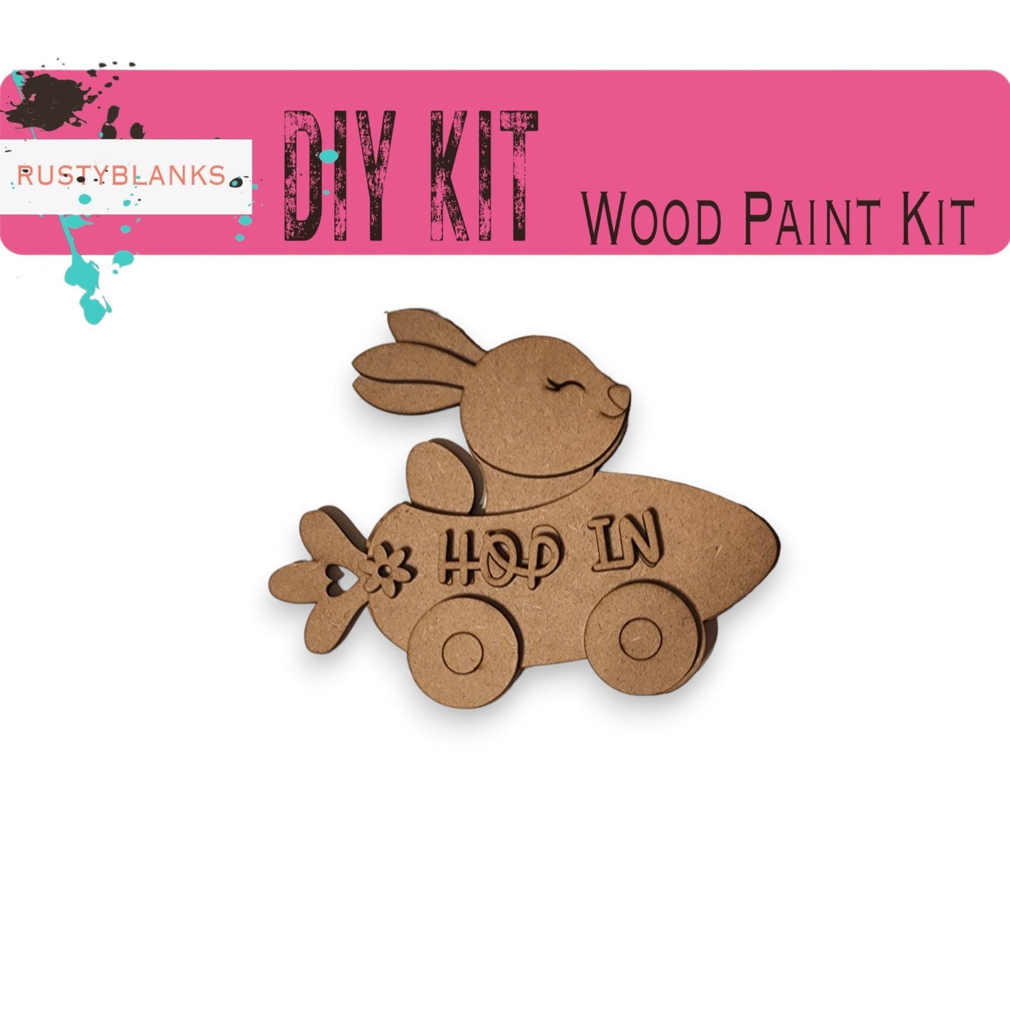 Hop In Easter Bunny Double-sided Car, DIY Craft Kit - RusticFarmhouseDecor