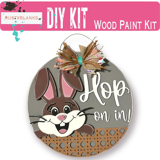 Hop on In Easter Bunny DIY and Carrots Door Hanger - Wood Blanks for Crafting - RusticFarmhouseDecor