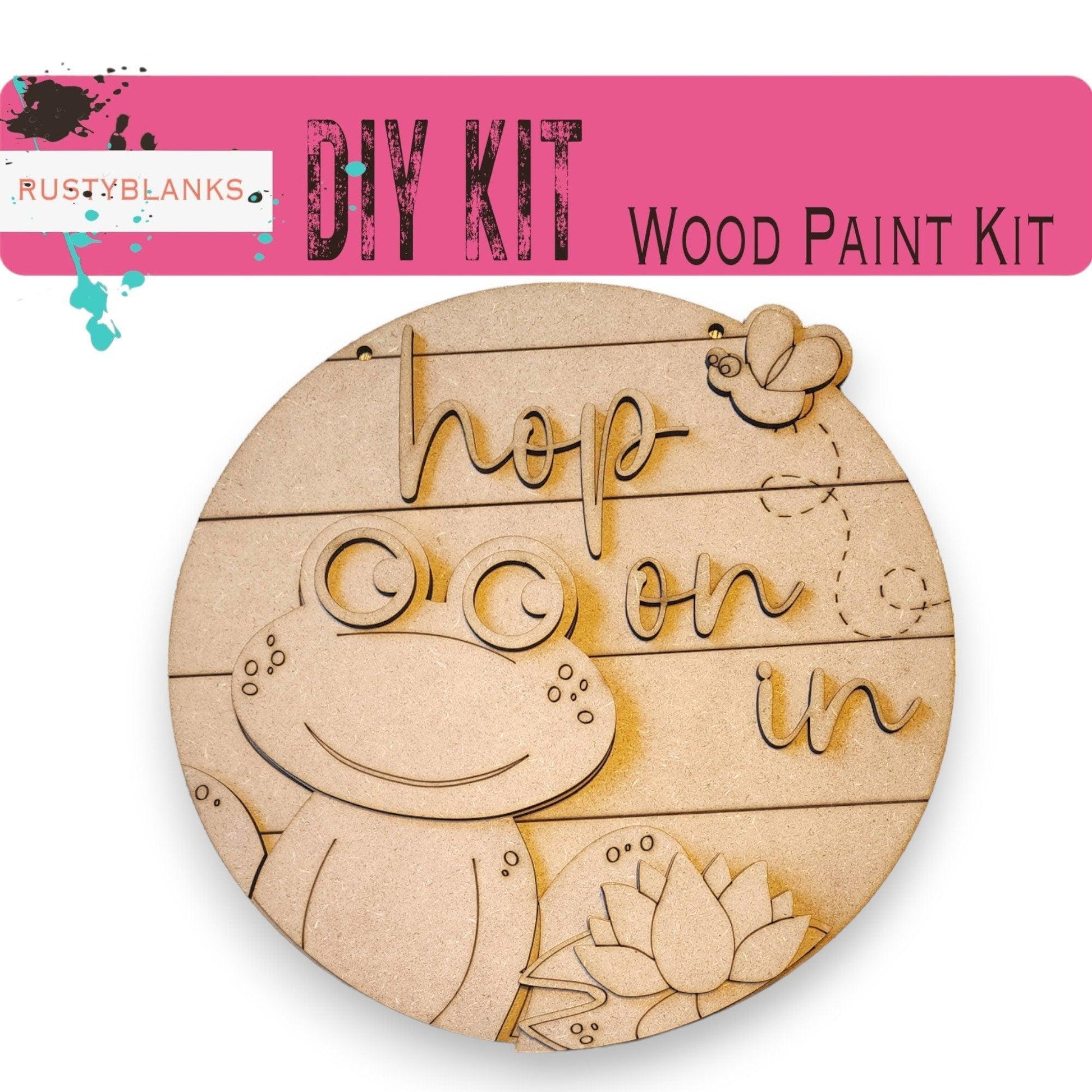Hop on in Frog DIY Door Hanger - Wood Blanks for Crafting - RusticFarmhouseDecor