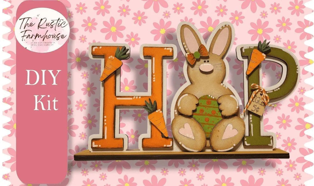 HOP Standing Bunny Shelf Sitter, 'DIY Easter Mantle Decor, Wood Blanks, Easter Decor - RusticFarmhouseDecor
