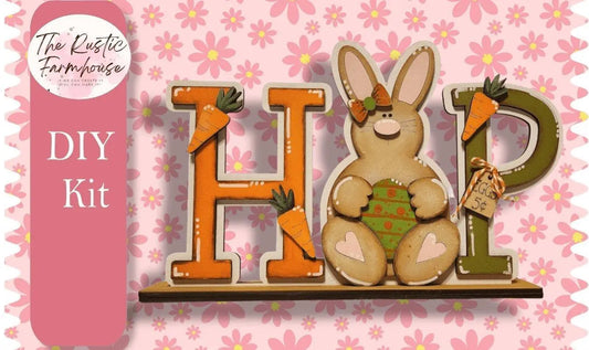 HOP Standing Bunny Shelf Sitter, 'DIY Easter Mantle Decor, Wood Blanks, Easter Decor - RusticFarmhouseDecor