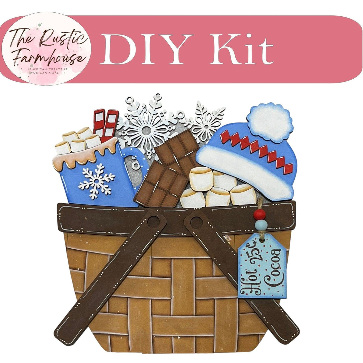 Hot Cocoa for the Interchangeable Basket Decor - Wood Blank for Painting - Inserts for Basket - RusticFarmhouseDecor