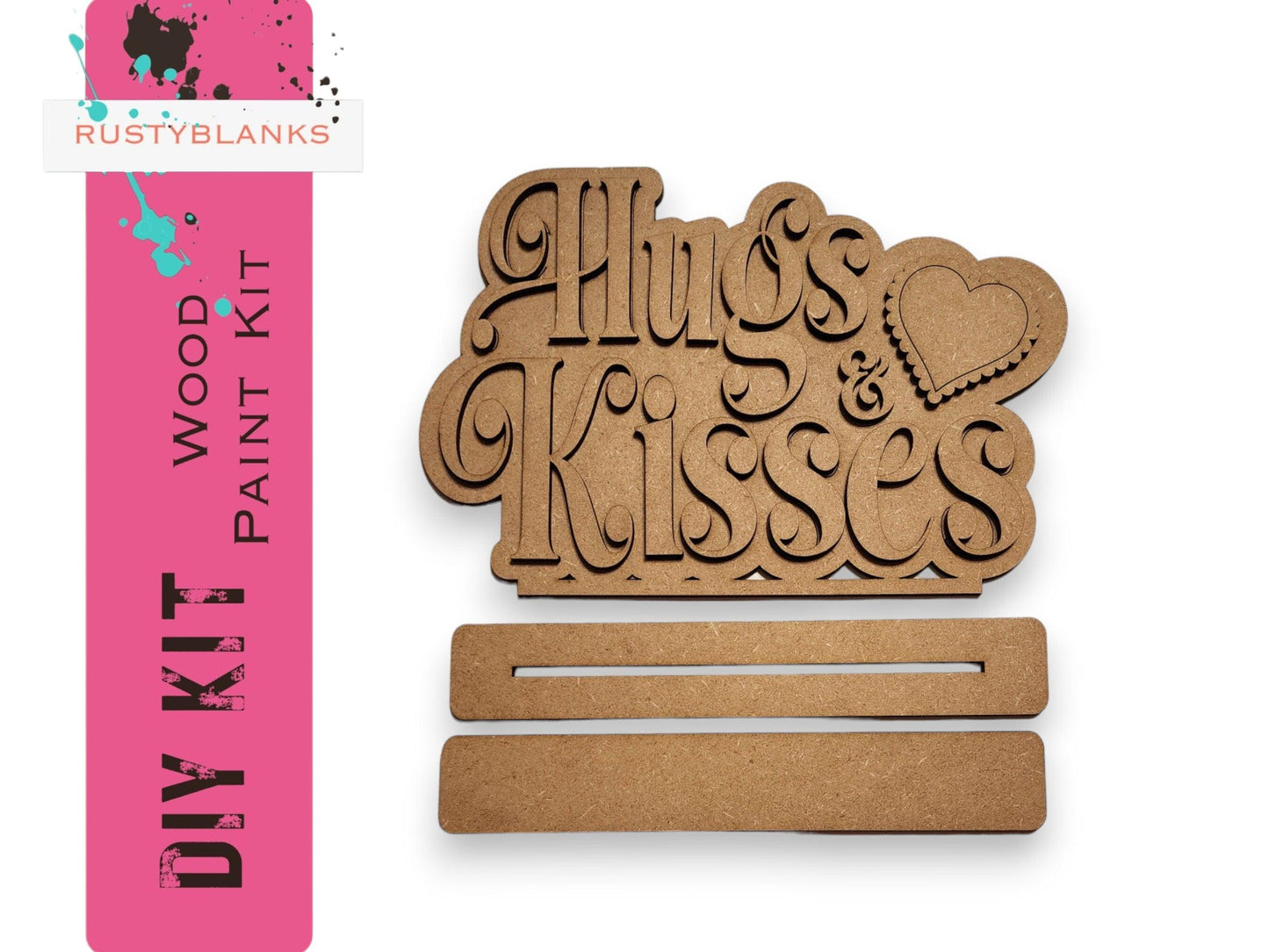 Hugs and Kisses Valentine's Shelf Sitter, Tiered Tray Decor - RusticFarmhouseDecor
