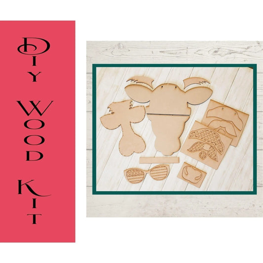 Independece Day Cow with Glasses Door Hanger - RusticFarmhouseDecor