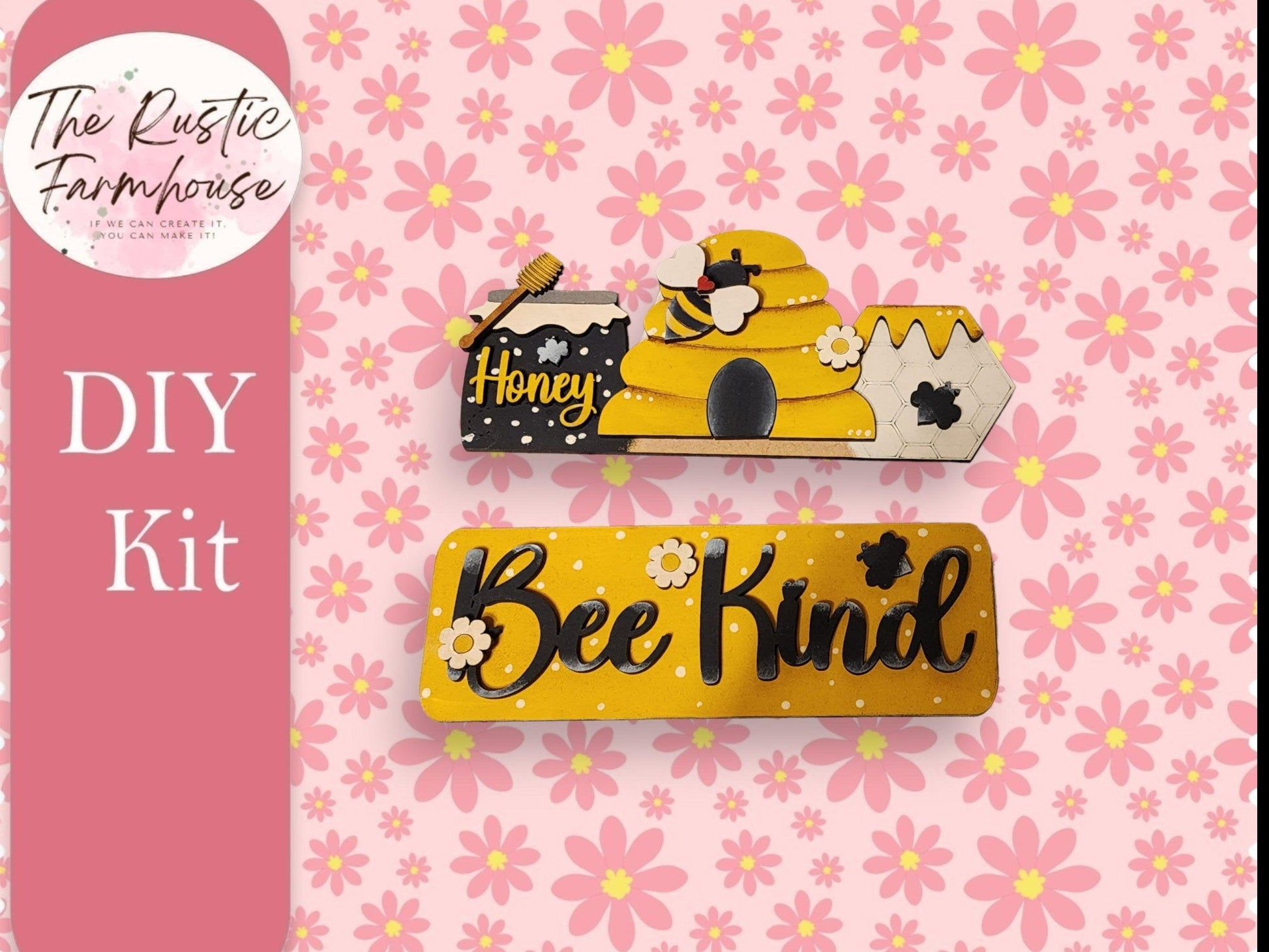 Interchangeable Farmhouse Bee Kind Insert, Seasonal Truck, DIY Truck Kit, Interchangeable Farmhouse Truck DIY Kit, Truck Insert - RusticFarmhouseDecor