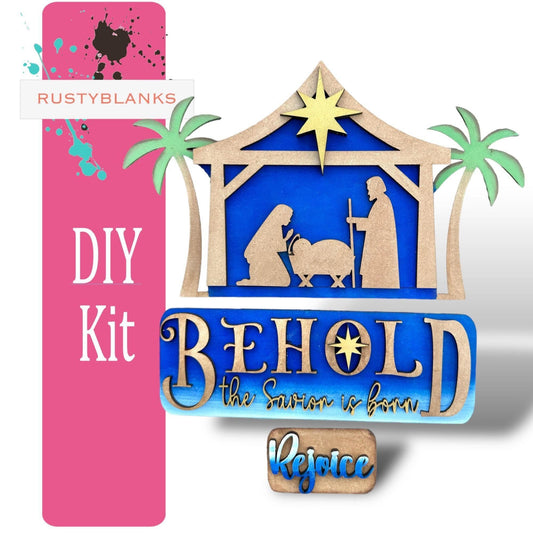 Interchangeable Farmhouse Behold the Savior is Born Insert, DIY Truck Kit, Interchangeable Farmhouse Truck DIY Kit, Breadboard Insert - RusticFarmhouseDecor