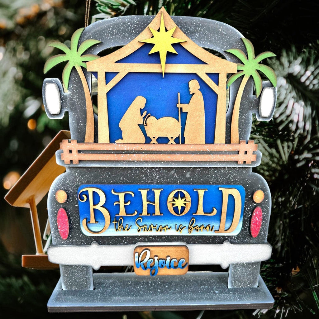 Interchangeable Farmhouse Behold the Savior is Born Insert, DIY Truck Kit, Interchangeable Farmhouse Truck DIY Kit, Breadboard Insert - RusticFarmhouseDecor