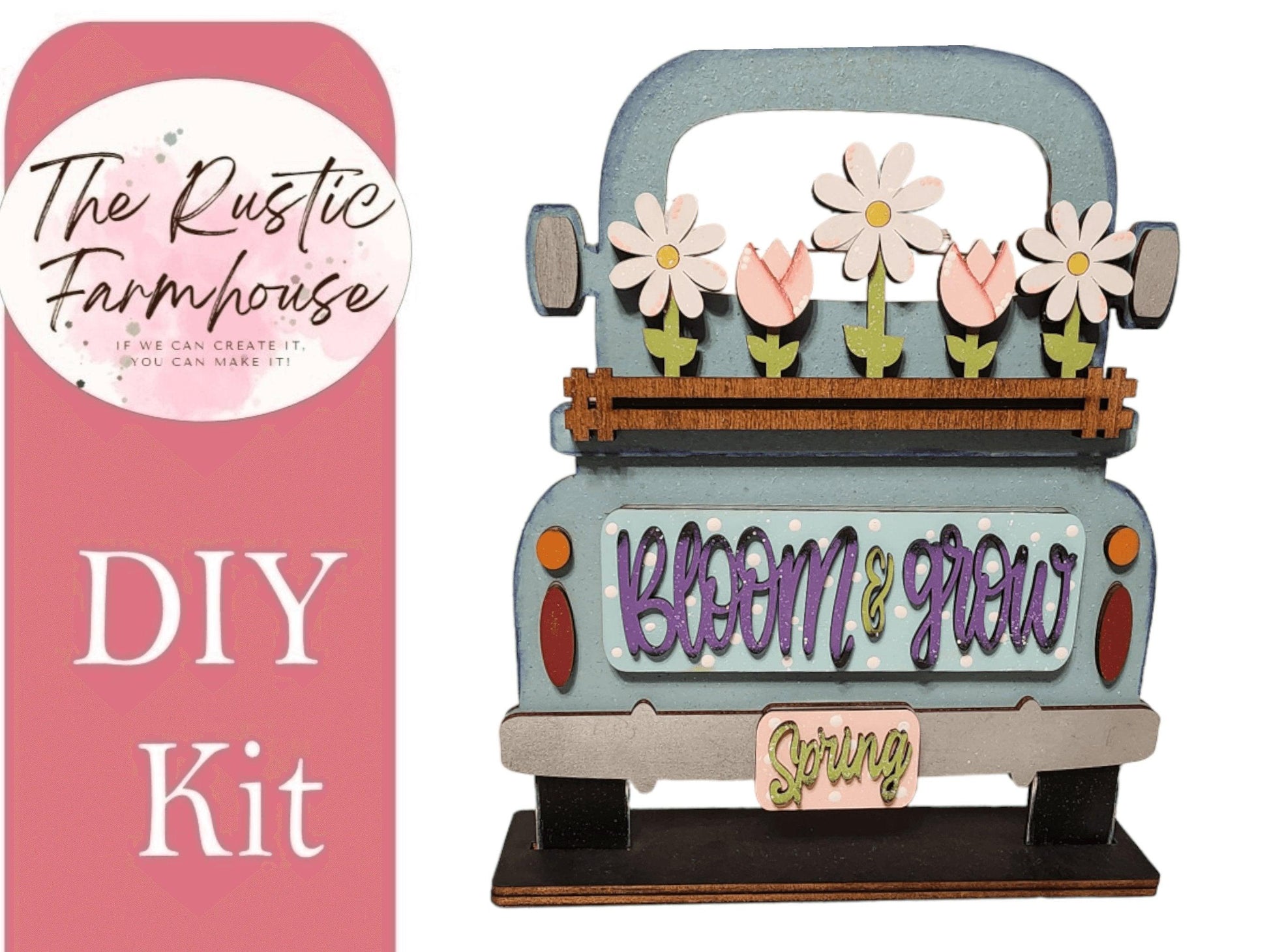 Interchangeable Farmhouse Bloom Seasonal Truck, Interchangeable Farmhouse Truck DIY Kit, Breadboard Insert - RusticFarmhouseDecor