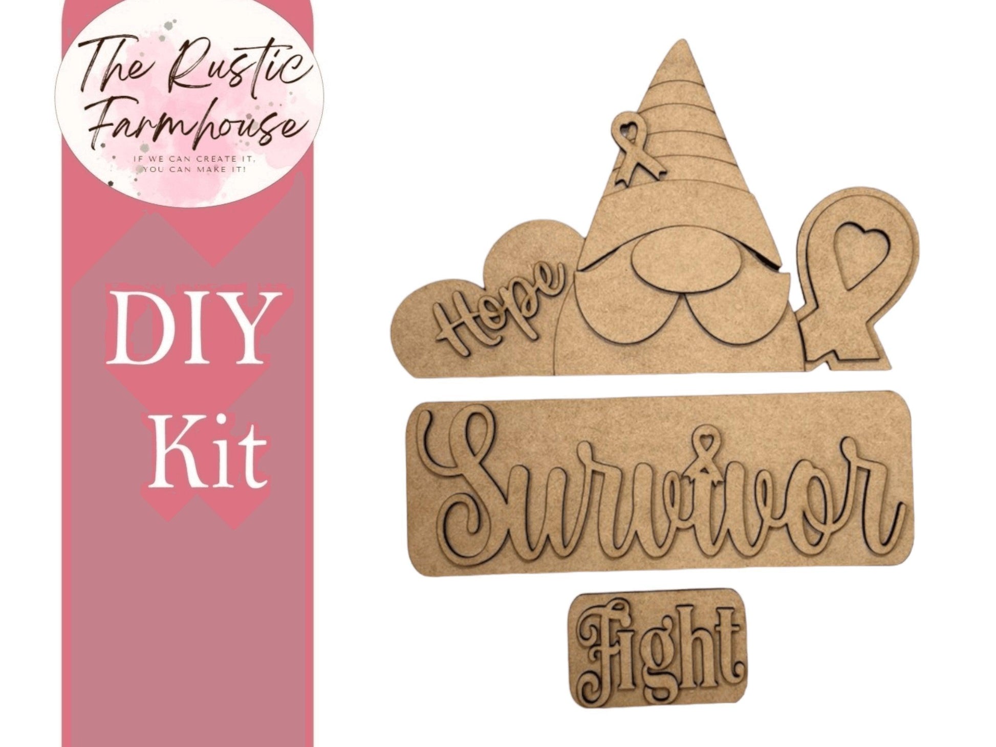 Interchangeable Farmhouse Cancer Survivor Insert, Seasonal Truck, DIY Truck Kit, Interchangeable Farmhouse Truck DIY Kit, Breadboard Insert - RusticFarmhouseDecor