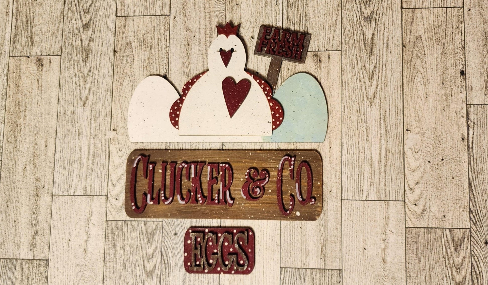 Interchangeable Farmhouse Chicken Insert, Clucker & Co. Seasonal Truck, Interchangeable Farmhouse Truck DIY Kit, Breadboard Insert - RusticFarmhouseDecor