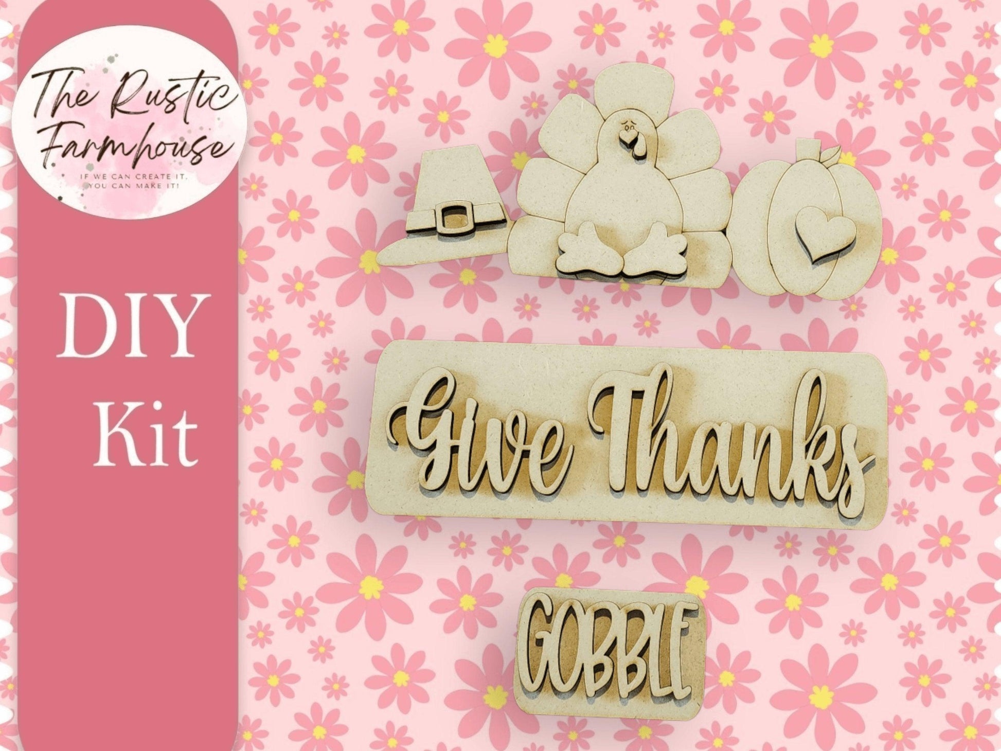 Interchangeable Farmhouse GiveThanks Insert, Seasonal Truck, DIY Truck Kit, Interchangeable Farmhouse Truck DIY Kit, Breadboard Insert - RusticFarmhouseDecor